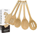 Koppen Rubber Wood Kitchen Utensils Set Durable Wooden Cooking Spoon and Spatula Ladle for Nonstick Cookware Non Toxic Heat Resistant Smooth Grip Modern Elegant Design for Everyday (5 Piece Set)