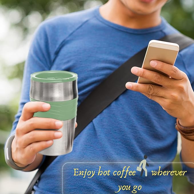 Mixpresso Single Cup Coffee Maker &amp 14oz Travel Mug Lightweight Personal Drip Coffee Brewer &amp Tumbler Compatible with Coffee Grounds Bubdle With 3 Piece Set Of Airtight Coffee And Sugar Plas