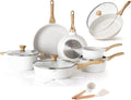 SENSARTE Ceramic Nonstick Cookware Set 17 Piece includes 11 Inch Omelet Pan with Lid Induction Compatible Frying Pan Skillet
