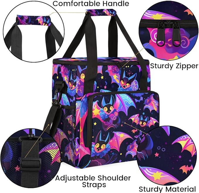Gothic Bat Coffee Maker Carrying Bag Halloween Bat Travel Storage Bag Compatible with K-Mini or K-Mini Plus Single Serve Coffee Brewer Carrying Case with Multiple Pockets &amp Shoulder Strap