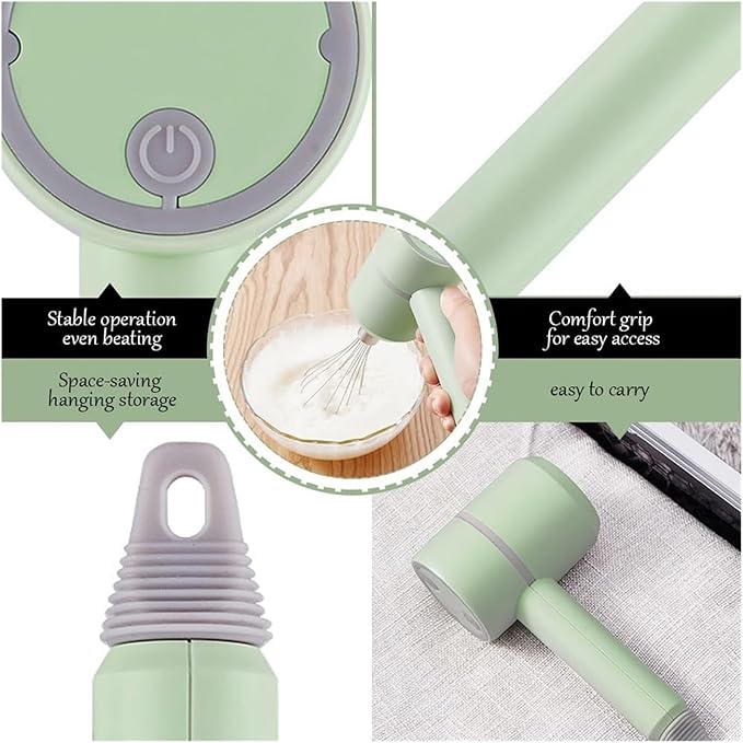 SOYON 3-in-1 Fully Automatic Mixergarlic Chopper MiniCordless Handheld Mixer With Egg Beater And Cream StickFor Kitchen Baking And Cooking(Pink 250ML)