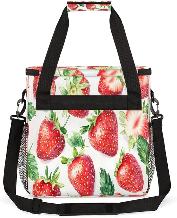 Strawberry Fruit Coffee Maker Carring Bag Travel Carrying Storage Tote Bag Compatible with Keurig K-Mini or K-Mini Plus Portable Single Serve Coffee Brewer Case with Pockets for K-cup Pods