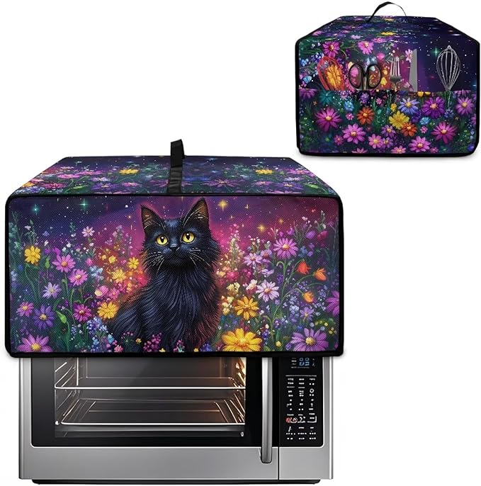 Doojoayie Black Cat Toaster Cover 8 Slice Bread Machine Cover Small Kitchen Appliance Protector Modern Modern Kitchen Decor Gift for People Who Loves to Cook