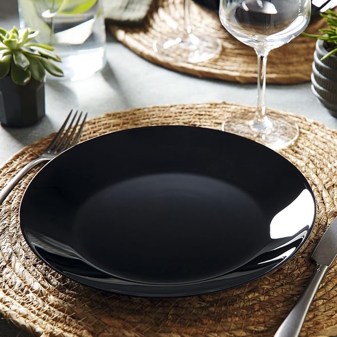 Luminarc Arcopal Zelie Black Glass Dinnerware Set 12 Pieces 4 Seater Black