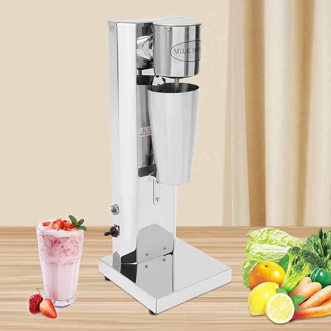 Electric Milkshake Maker Machine Commercial Stainless Steel Milk Shake Machine with 2 Cups 650ml/Cup 110V 180W Drink Mixer Adjustable Speed Malt Maker Machine (1 Head)