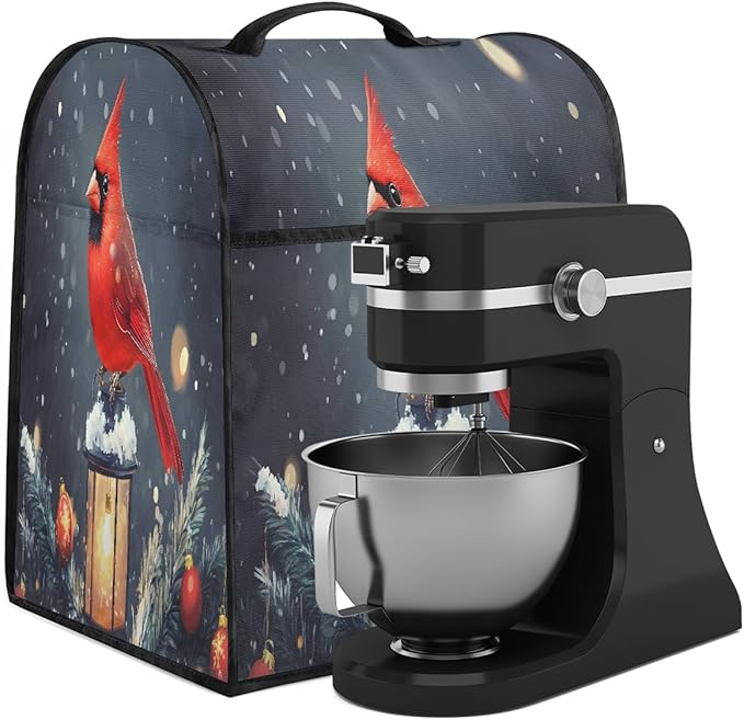 cfpolar Kitchen Aid Mixer Cover Compatible with 6-8 Quarts Xmas Cardinal Christmas Stand Mixer Cover Kitchen Aid Mixers Accessories Appliance Organizer Bag Dust Covers with Zipper Pocket