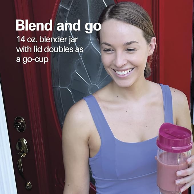 Hamilton Beach Portable Blender for Shakes and Smoothies with 14 Oz BPA Free Travel Cup and Lid &amp Portable Blender for Shakes and Smoothies with 14 Oz BPA Free Travel Cup and Lid