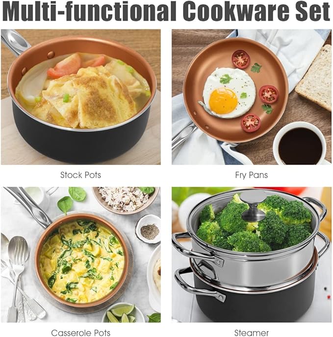 Cookware 12 Piece Cookware Set Nonstick Wok Cooking Pot Cover Induction Cooker Gas Wok Pan Frying Pan Kitchenware (Color : A Size A