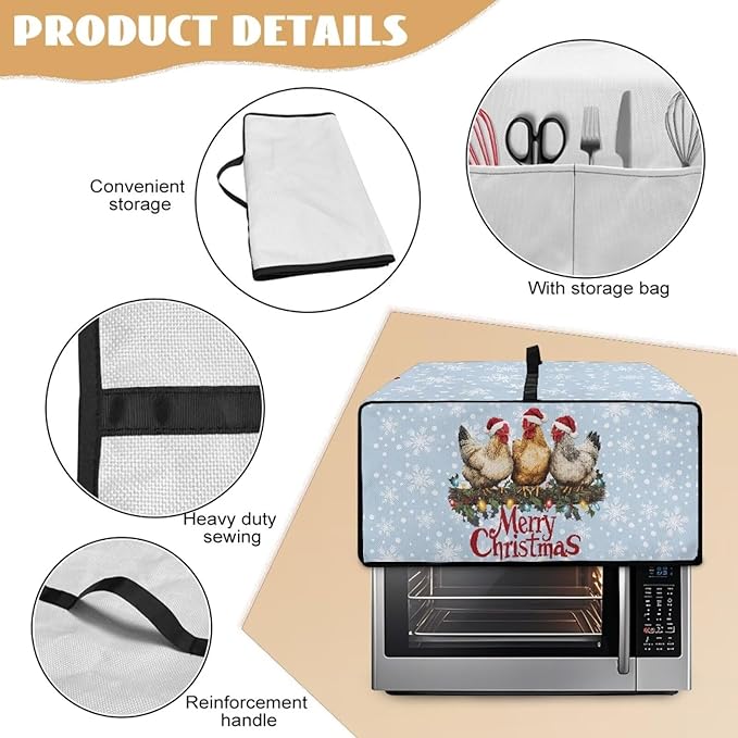Doojoayie 8 Slice Toaster Cover Merry Christmas Toaster Cover Stain Resistant Dustproof Kitchen Appliance Protector Christmas Kitchen Decor Gift for People Who Loves to Cook