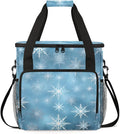 Xmas Snowflakes Coffee Maker Carrying Bag Watercolor Snowflakes Travel Storage Bag Compatible with K-Mini or K-Mini Plus Single Serve Coffee Brewer Carrying Case with Pockets &amp Shoulder Strap