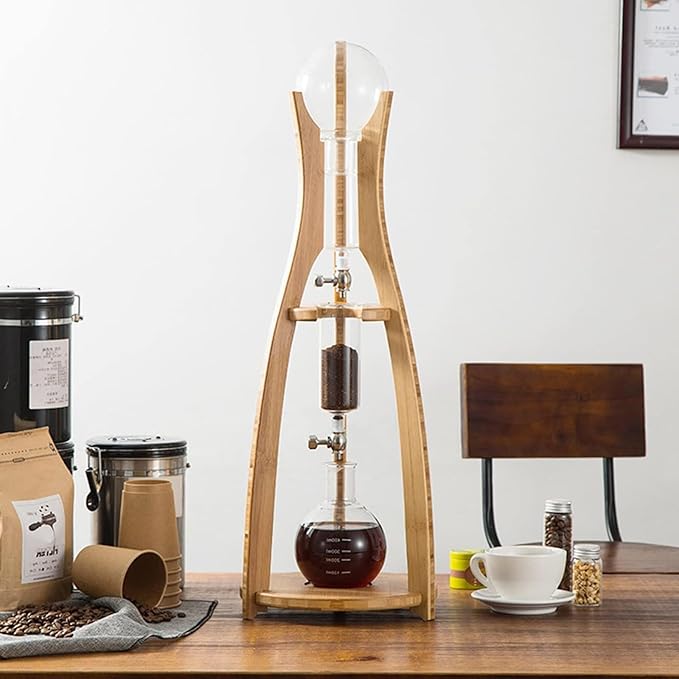WIKINK Cold Brew Drip Tower 500ml Cold Brew Drip Coffee Maker with Adjustable Dripper Detachable Glass Cold Brew Maker with Slow Drip Technology for Cafe Home Kitchen