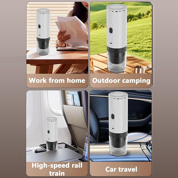 AYNEFY Portable Machine Compact Design 20Bar Pressure Coffee Maker Rechargeable for Travel and Office Use (White)