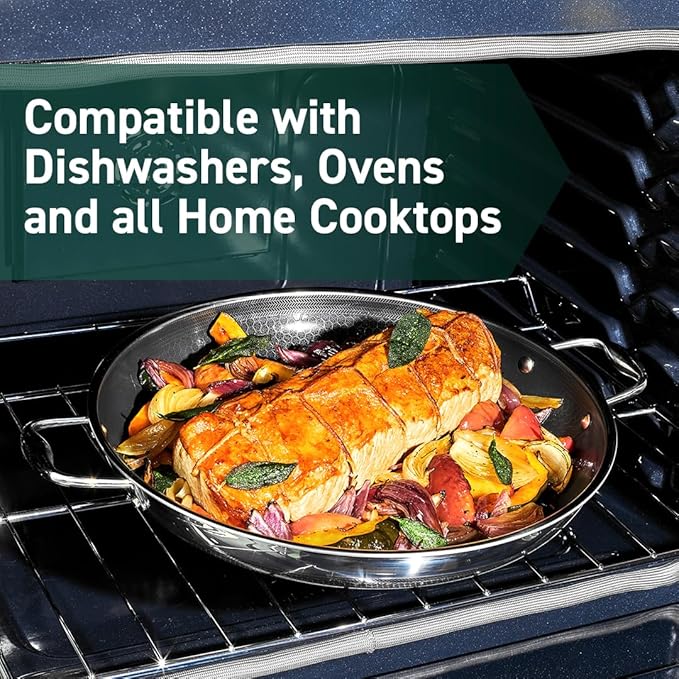 HexClad Hybrid Nonstick 8-Piece Cookware Set 12 Pan with Lid 14 Pan with Lid 14 Wok with Lid and Salt and Pepper Grinder Set