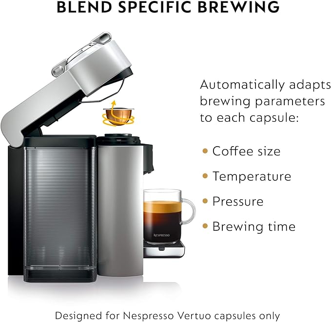 Nespresso Vertuo Coffee and Espresso Maker by De'Longhi Silver Descaling Kit