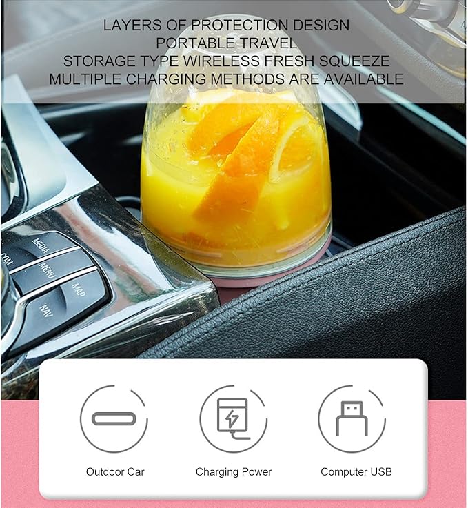 260ml Portable Juicer Cup Portable Juicer Cup with USB Cable Multifunctional Fruit Mixing Machine for Gym Travel Kitchen (Blue)
