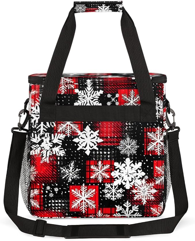Xmas Snowflakes Coffee Maker Carrying Bag Christmas Snowflakes Travel Storage Bag Compatible with K-Mini or K-Mini Plus Single Serve Coffee Brewer Carrying Case with Pockets &amp Shoulder Strap