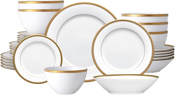 Noritake Charlotta Gold 30-Piece Dinnerware Set Service for 6