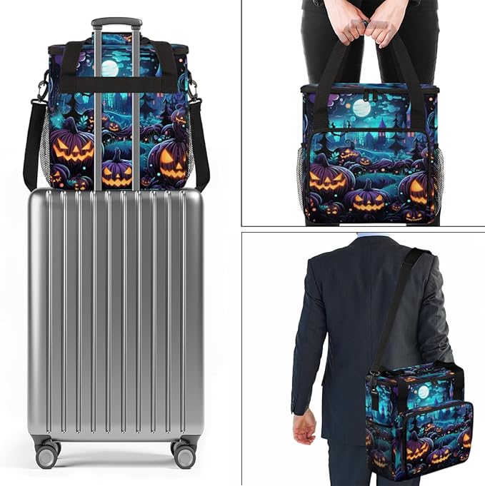 Moon Castle Halloween Pumpkin Coffee Maker Carrying Bag Travel Storage Bag Compatible with K-Mini or K-Mini Plus Single Serve Coffee Brewer Carrying Case with Multiple Pockets &amp Shoulder Strap