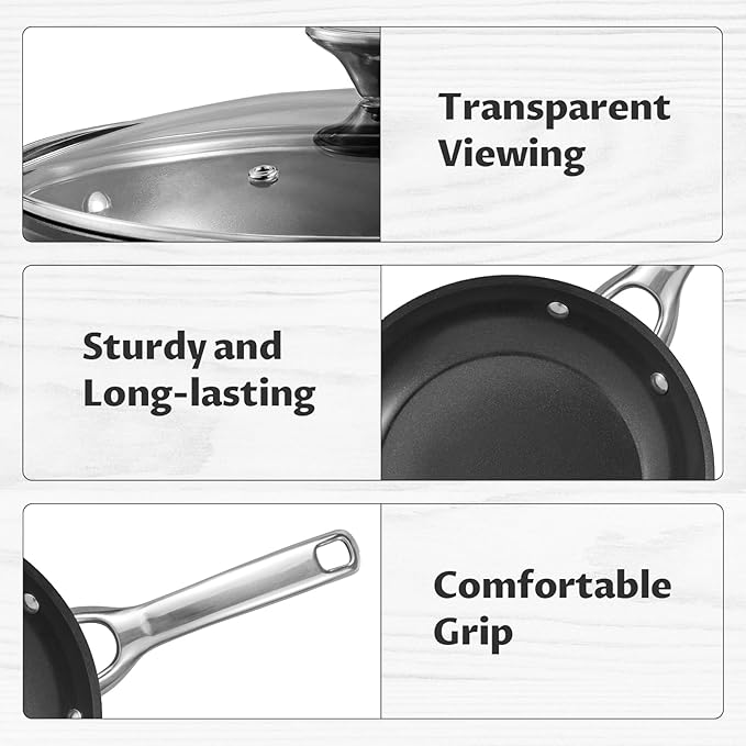 BEZIA Induction Cookware Set 15-Piece Pots and Pans Set Non Stick with Ceramic Coating Induction Pots Set with Stainless Steel Handles ＆ Lids Oven Safe Compatible with All Stoves