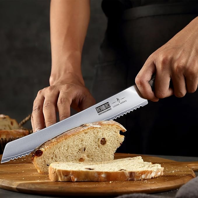 HOSHANHO Bread Knife 10 inch Japanese High Carbon Stainless Steel Serrated Bread Knives Professional Bread Cutting Knife for Homemade Bread