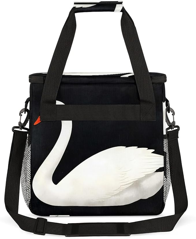 Swan Coffee Maker Travel Bag Cute Insulated Grocery Bag Travel Picnic Leakproof Cooler Bags With Shoulder Strap