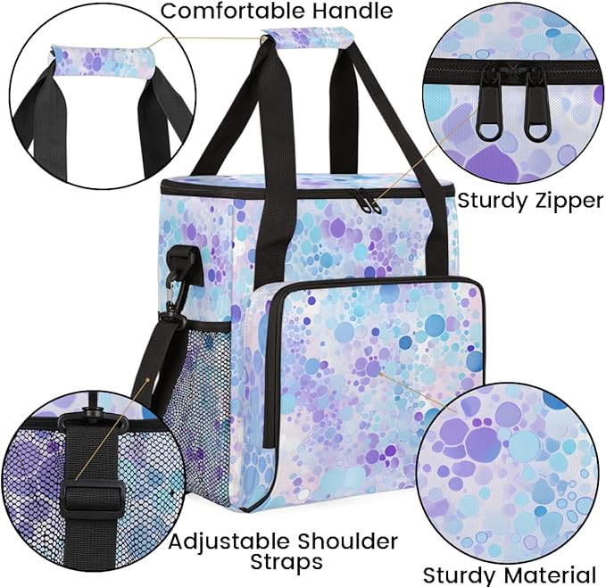 Glitter Coffee Maker Carrying Bag Alice Blue Portable Travel Storage Tote Bag Compatible with K-Mini or K-Mini Plus Single Serve Coffee Brewer Carrying Case with Multiple Pockets &amp Shoulder Stra