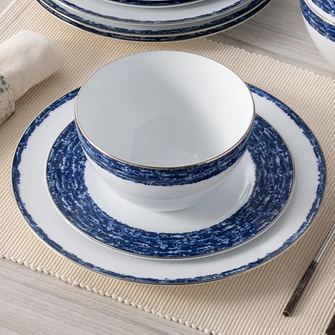 Noritake Blue Rill 12-Piece Dinnerware Set Service for 4