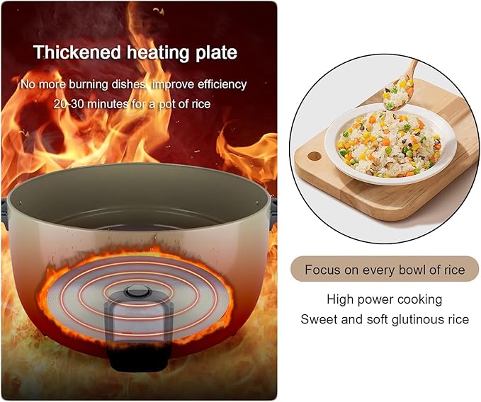 Commercial Large Rice Cooker &amp Food Warmer8-45L Large Rice Cooker with Nonstick Inner PotFast Cooking and 24-Hour Keep Warm Rice CookerOne Color-10L-1600W