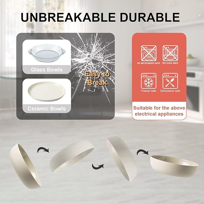 MissYIP Melamine Dinnerware Sets 12pcs Service for 4 Unbreakable Reusable Kitchen Dinnerware Set Outdoor Camping Dishes BAP free Dishwasher SafeNot oven-safe or microwavable(CharlestonGray)