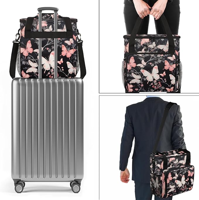 Abstract Butterfly Coffee Maker Carrying Bag Graffiti Butterfly Travel Storage Bag Compatible with K-Mini or K-Mini Plus Single Serve Coffee Brewer Carrying Case with Pockets &amp Shoulder Strap