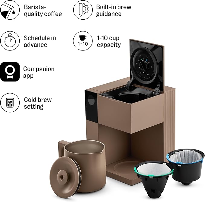 Fellow Aiden Precision Drip Coffee Maker Thermal Carafe Perfect Temperature Control Bloom Cycle Single Serve to 10 Cup Capacity Malted Chocolate