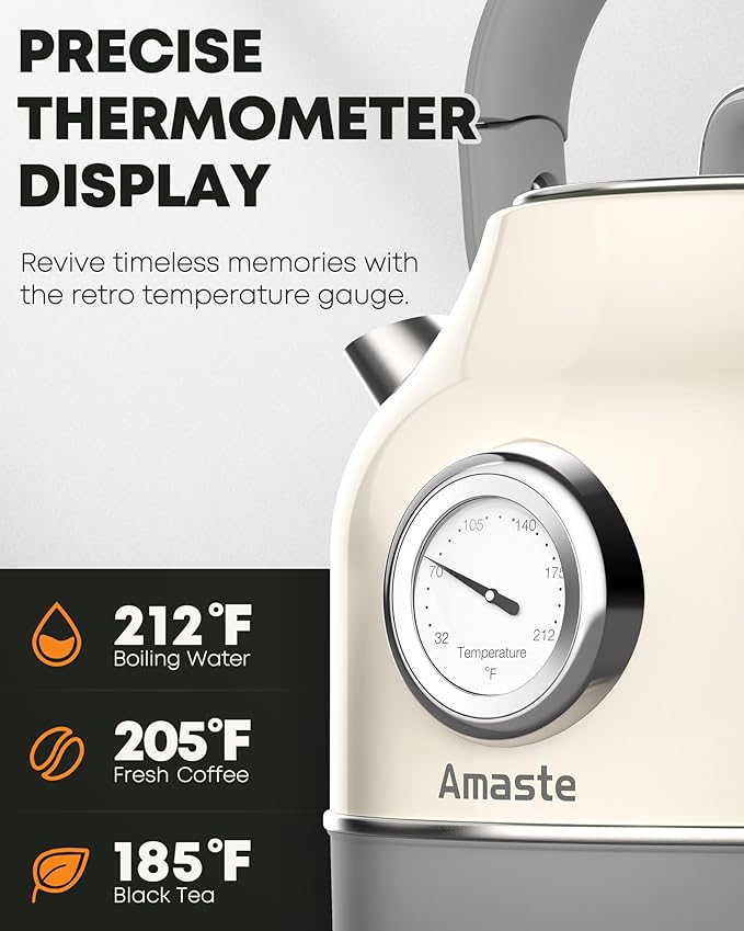 Amaste Black Coffee Maker &amp White Retro Electric Kettle Set