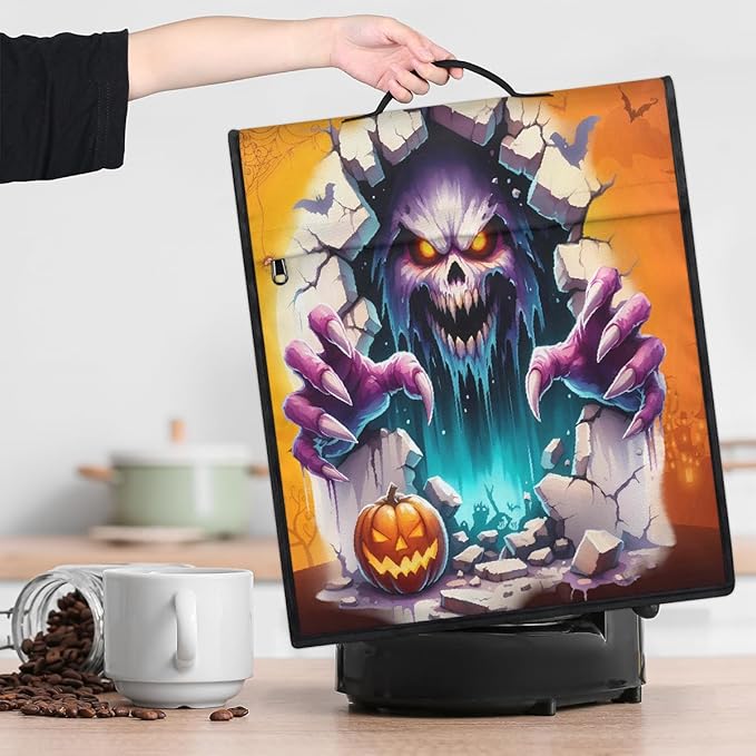 cfpolar Kitchen Aid Mixer Cover Compatible with 6-8 Quarts Halloween Grim Reaper Pumpkin Stand Mixer Cover Kitchen Aid Mixers Accessories Appliance Organizer Bag Dust Covers with Zipper Pocket