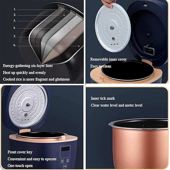 Rice Cooker with Steamer 6-Layer Gathering Energy Non-Stick Inner24H Reservation Rice Cooker for Family Dormitoryfor 1-3 People