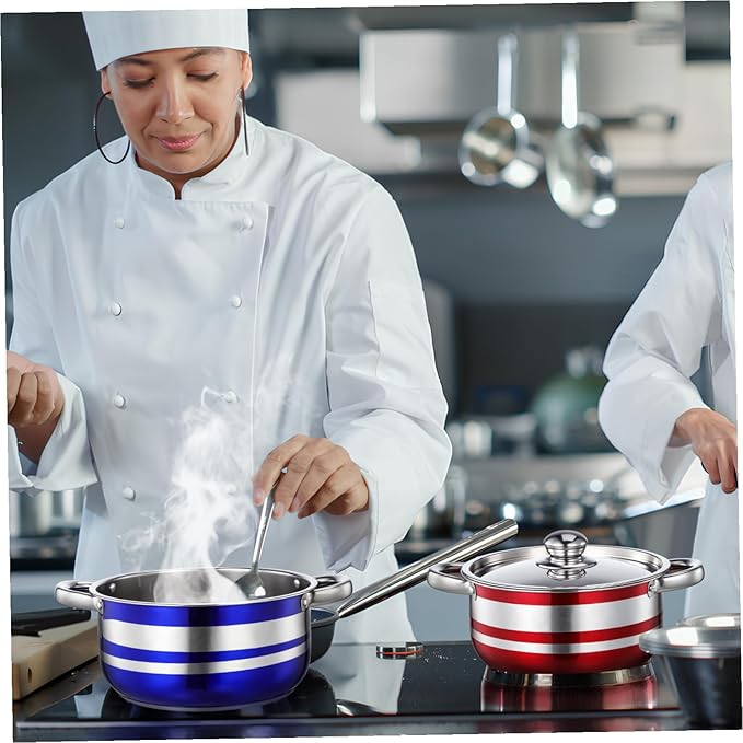 4pcs Stainless Steel Induction Cooktop Pots Set Even Heat Distribution Multipurpose Compatible with Gas Electric Stoves Kitchen Cookware for Home Camping Restaurant Use