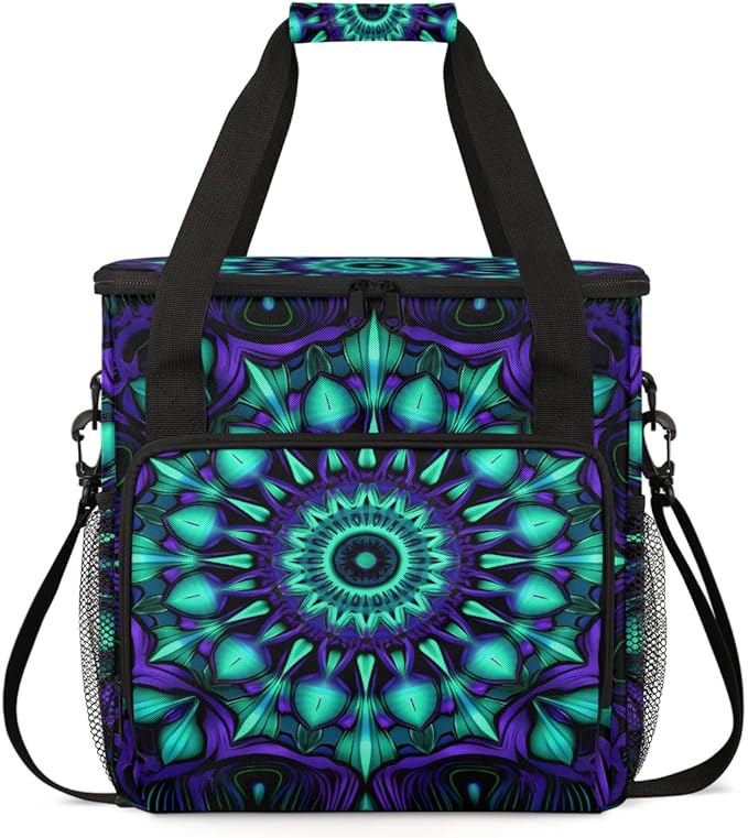 Gradient Mandala Coffee Maker Carrying Bag Crazy Lines Star Travel Storage Bag Compatible with K-Mini or K-Mini Plus Single Serve Coffee Brewer Carrying Case with Multiple Pockets &amp Shoulder Str