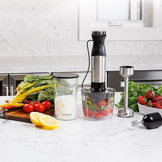 Kenmore Immersion Blender - Handheld Stick Mixer Electric Hand Blender with Stainless Steel Shaft Whisk Variable Speed for Smoothies Milkshakes Baby Food Puree Batidora de Inmersión