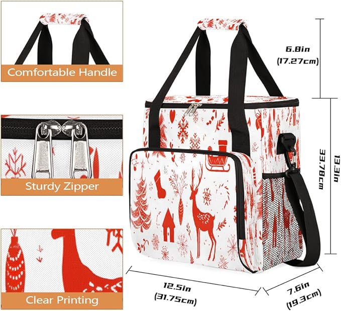 Christmas (740) Coffee Maker Carring Bag Travel Carrying Storage Tote Bag Compatible with Keurig K-Mini or K-Mini Plus Portable Single Serve Coffee Brewer Case with Pockets for K-cup Pods