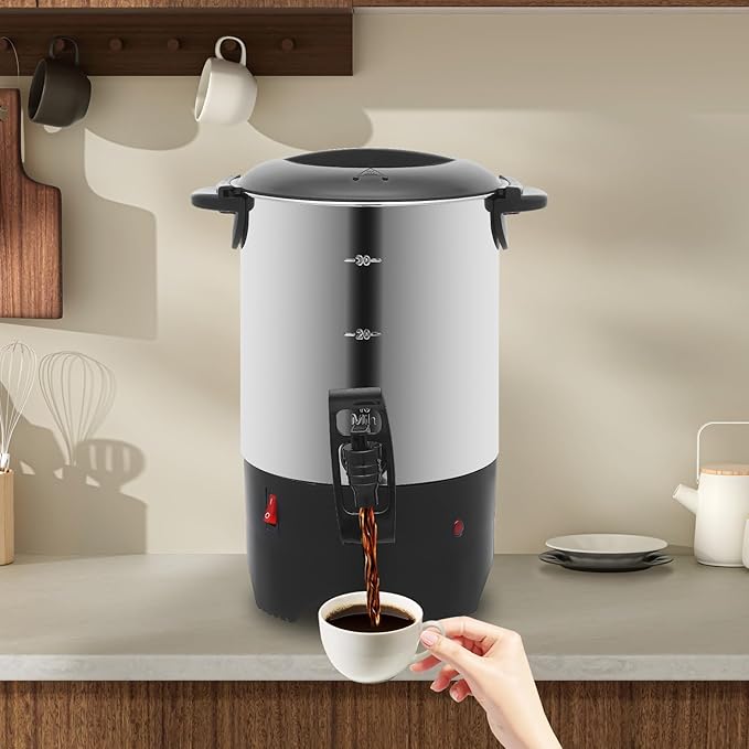 Stainless Steel Coffee Percolator Commercial Large Capacity Coffee Urn Electric Catering Hot Water Boiler for Catering Business Church &amp Restaurant
