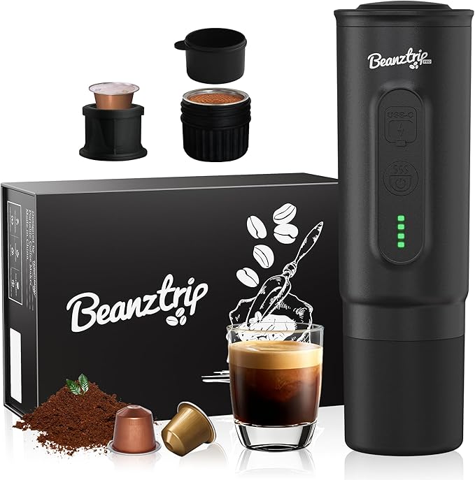 H02 PRO Portable Espresso Machine Travel Coffee Maker fits NS Capsule &amp Ground Coffee Women's Day Gift Camping Small Mini Coffee Machine with Self-heating Electric Espresso Maker