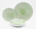 Godinger Laura Green Porcelain 12‑Piece Dinnerware Set Service for 4 – Green &amp White Starburst Design Includes 4 Dinner Plates 4 Salad Plates &amp 4 Bowls Microwave Safe Tableware for Gift Us