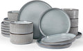 famiware Star Plates and Bowls Sets Modern Stoneware Dinnerware Sets for 6 18-Piece Kitchen Dish Set - Chip and Scratch Resistant Microwave and Dishwasher Safe Tableware Smoky Blue