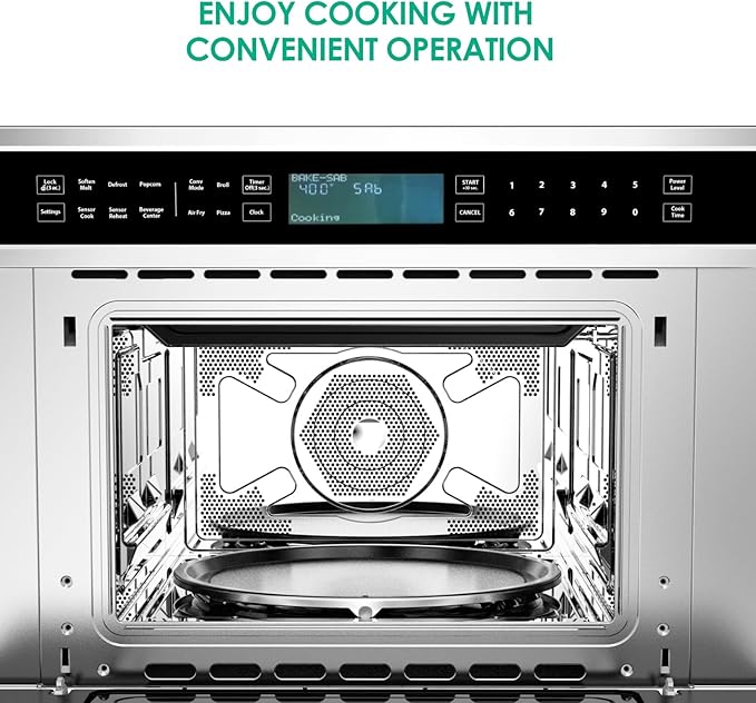 30 ft Microwave Convection Oven 1.6 Cu Ft Built In Microwave Oven with Air Fryer-Child Safety Lock-Drop Down Door 1700W Touch Control-Multiple Cooking Modes Ideal for Modern Kitchens
