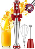 KOIOS Immersion Blender 1000W Anti-scratch 3-in-1 Hand Blender Upgraded 12 Speed Stainless Steel Blade Stick Blender with Turbo Mode Whisk and Milk Frother Non-BPA Red