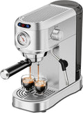 Espresso Machine with Milk Frother 20 Bar Stainless Steel Coffee Machine Espresso Maker with 34oz Removable Water Tank for Home Office Women or Men