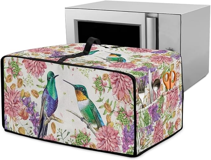 Doojoayie 4 Slice Toaster Oven Covers for Kitchen Counter Hummingbird Toaster Cover 18.5x14.5x 9 Small Appliance Dust Protector Kitchen Decoration Gifts for Women