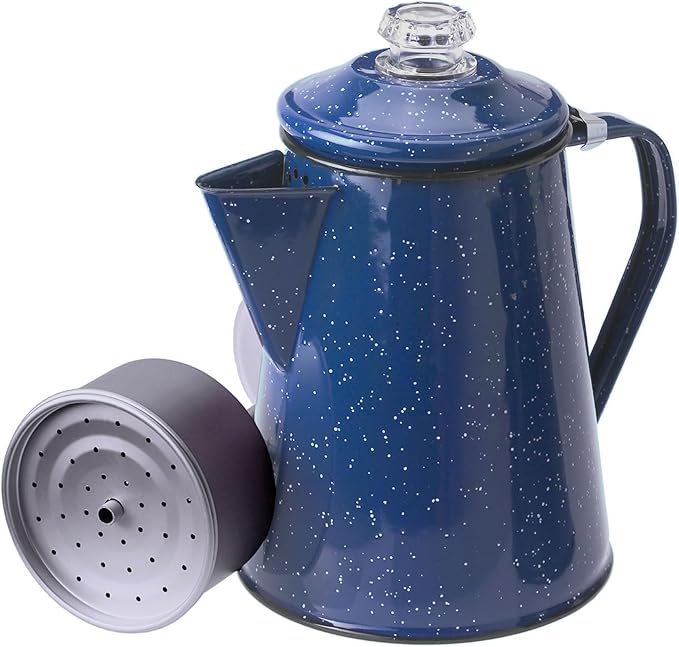 GSI Outdoors Percolator Coffee Pot | Enamelware Campfire Coffee Boiler Kettle for Outdoor Camping Cookware Cabin RV Kitchen Hunting &amp Backpacking