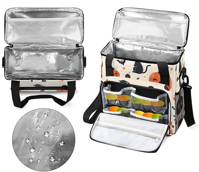 Gothic Pumpkin Coffee Maker Carrying Bag Cat Pumpkin Travel Storage Bag Compatible with K-Mini or K-Mini Plus Single Serve Coffee Brewer Carrying Case with Multiple Pockets &amp Shoulder Strap