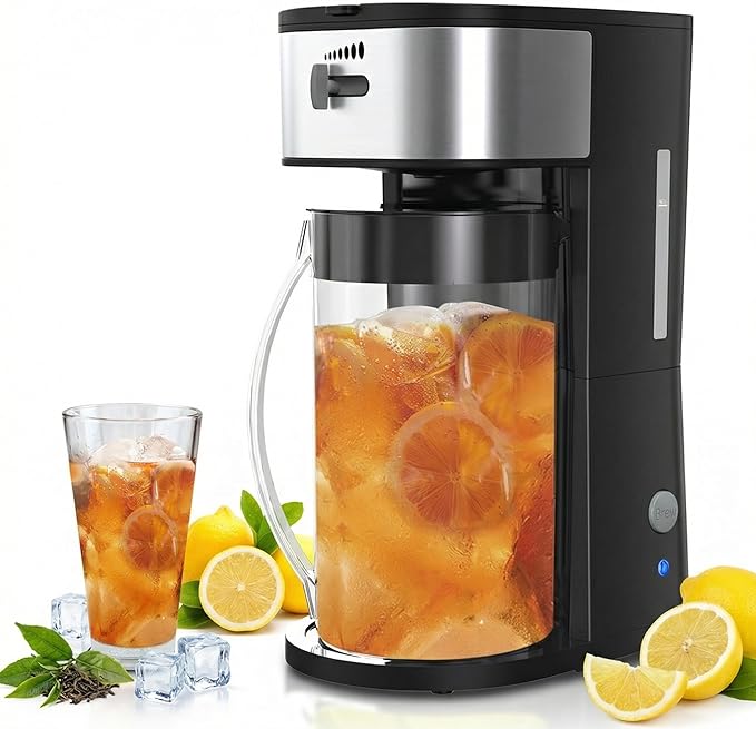 3-in-1 Coffee and Tea Machine Brewing System with 2.5 Quart Pitcher Iced Tea Maker and Iced Coffee Maker Strength Selector Perfect For Tea Coffee Lattes Lemonade