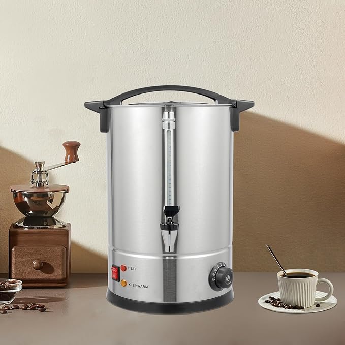 Coffee Urn 80 Cup Coffee Percolator Commercial Coffee Maker 12L Dual Wall Stainless Steel Coffee Maker Hot Water Beverage Dispenser Electric Coffee Urn For Catering Wedding Party
